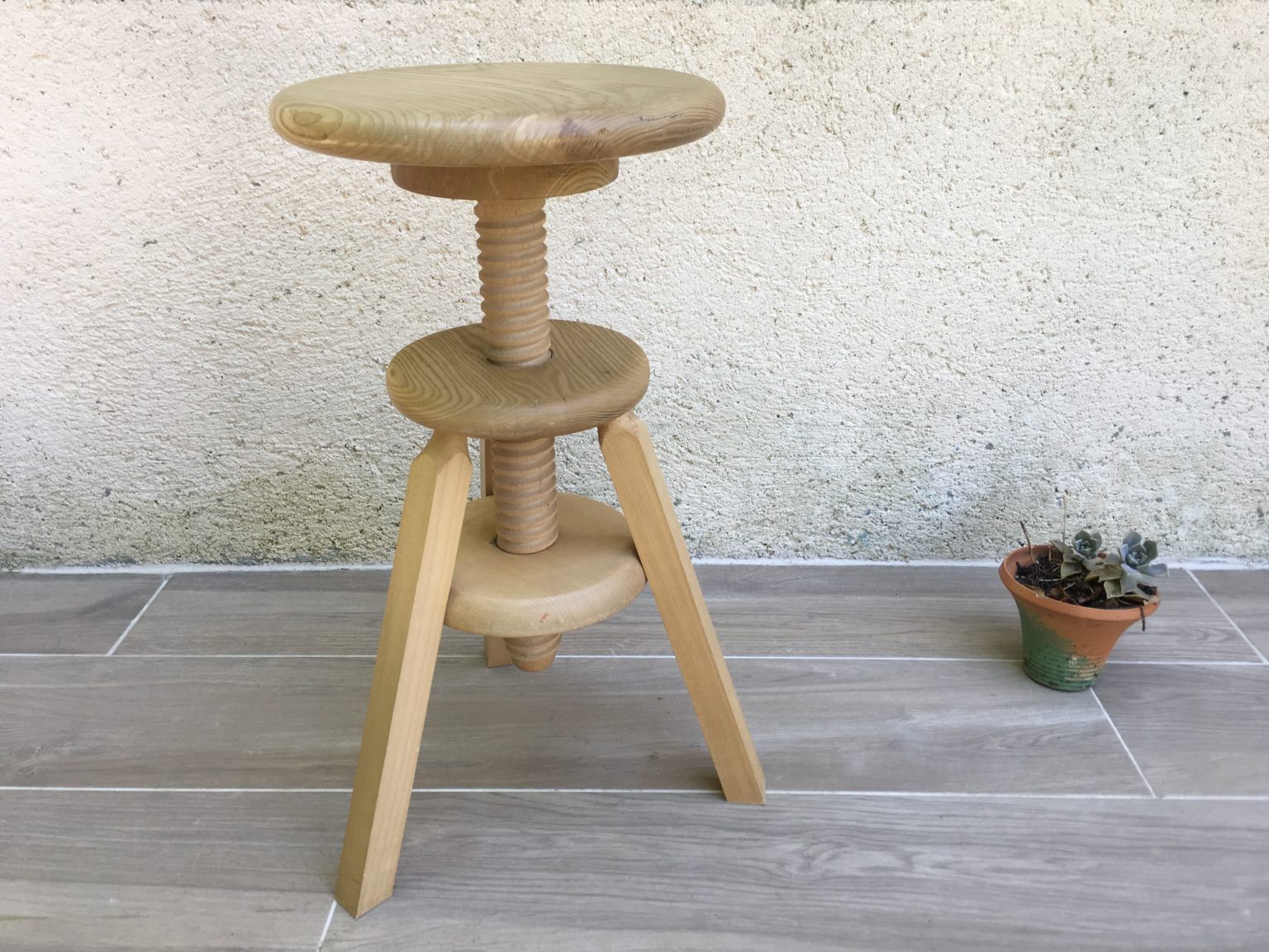 TABOURET HAUT Réglable Bois ANNEES 90