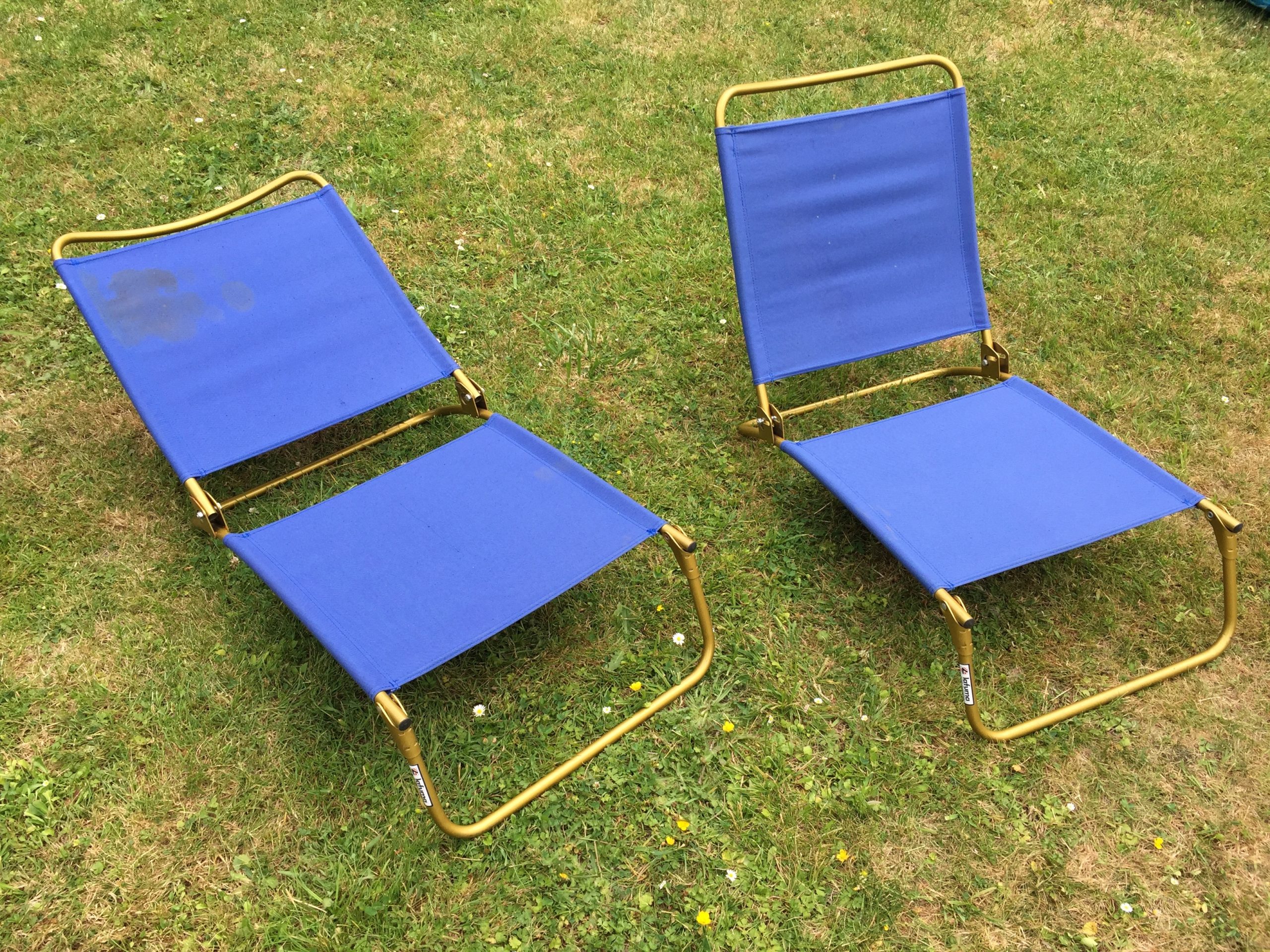 Harbour Housewares Chaise Longue réglable Traditionnelle pour Le Jardin/la Plage Bleue Marine x2 
